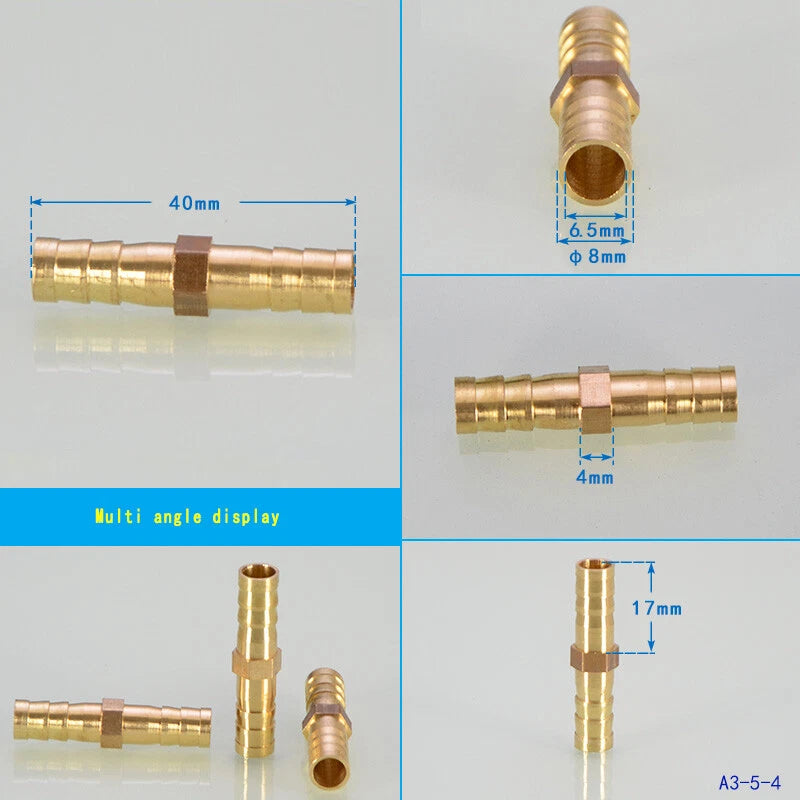Brass Hose Tail Fittings – Barb Connector Straight Tee Y-Shape 90° Elbow Cross | Air Water Pipe Adapter