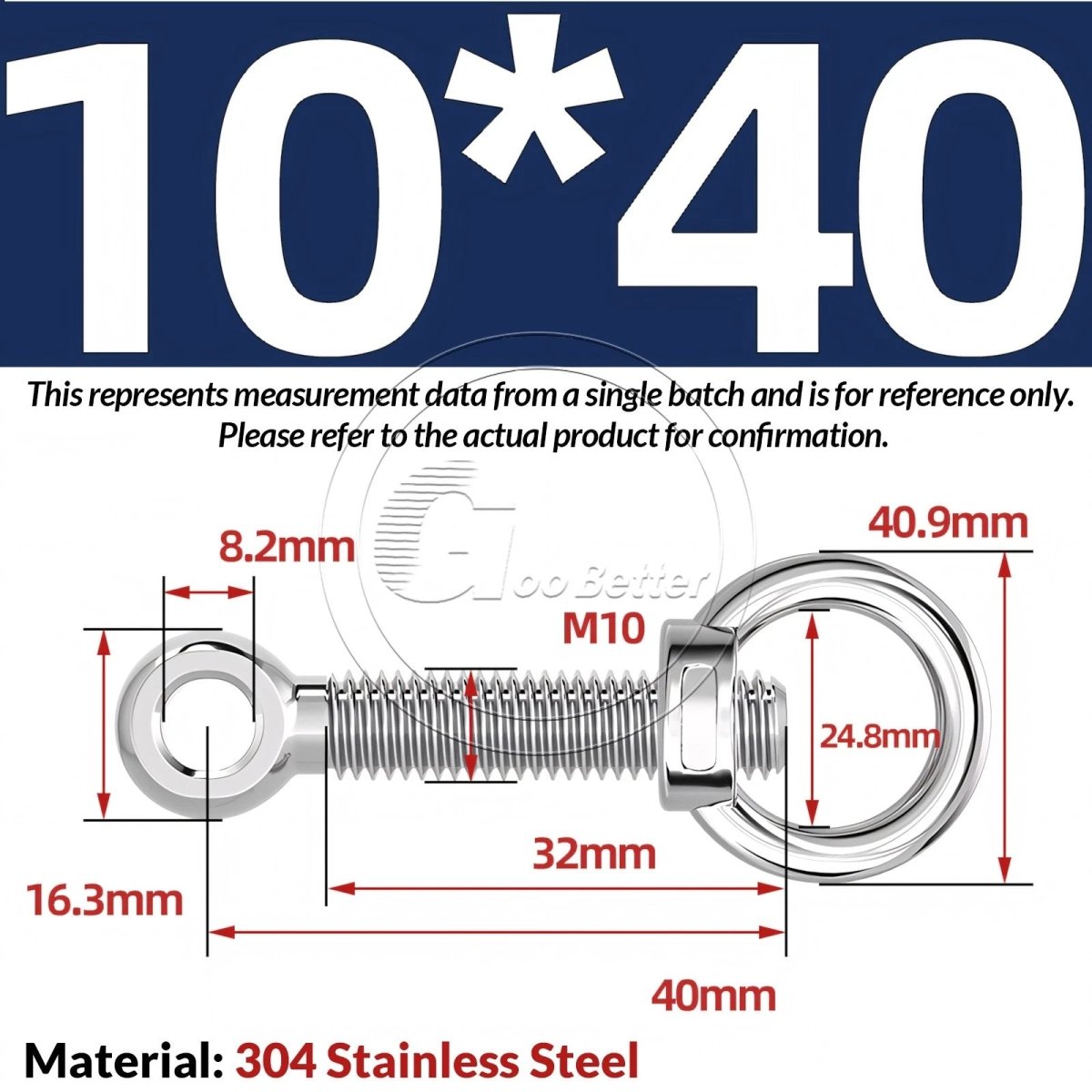 M10 M12 M14 Stainless Steel Eye Bolt & Eye Nut Set — A2 - 304, Threaded Lifting Ring - HomeDIYer