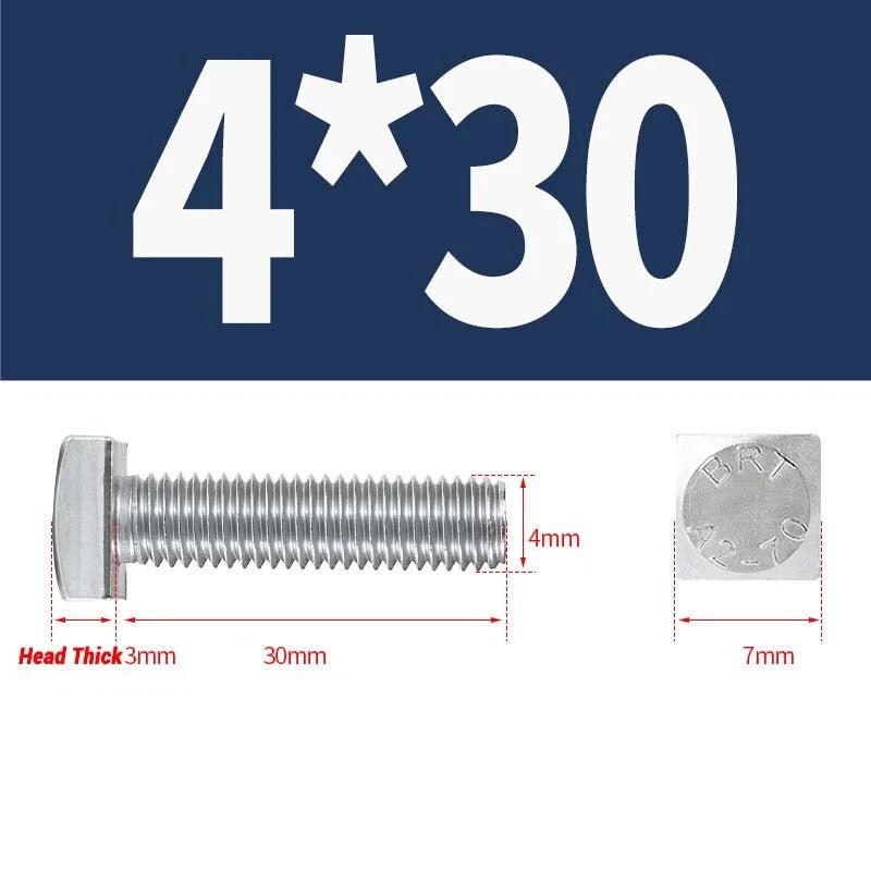 Square Head Bolts M4 M5 M6 M8 M10 M12 — A2 304 Stainless Steel, Multiple Lengths - HomeDIYer