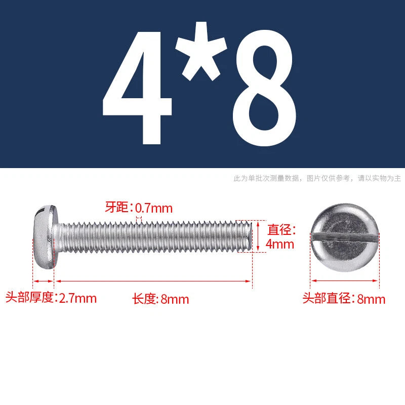 M4 M5 M6 M8 M10 A2 Stainless Steel Machine Screws - Slotted Pan Head Bolts DIN85