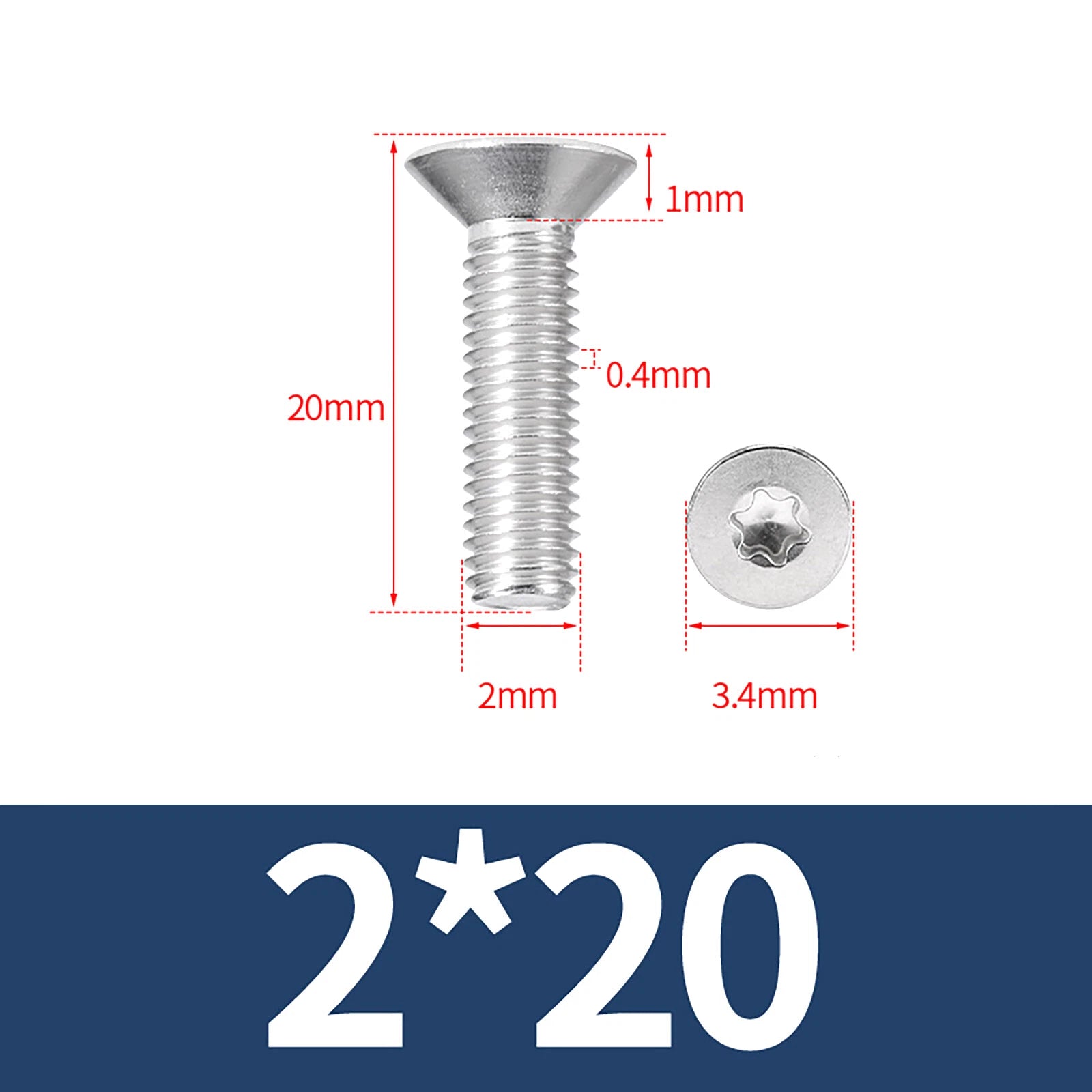 M2- M12 Torx Countersunk Machine Screws Six Lobe Bolts A2 Stainless Steel