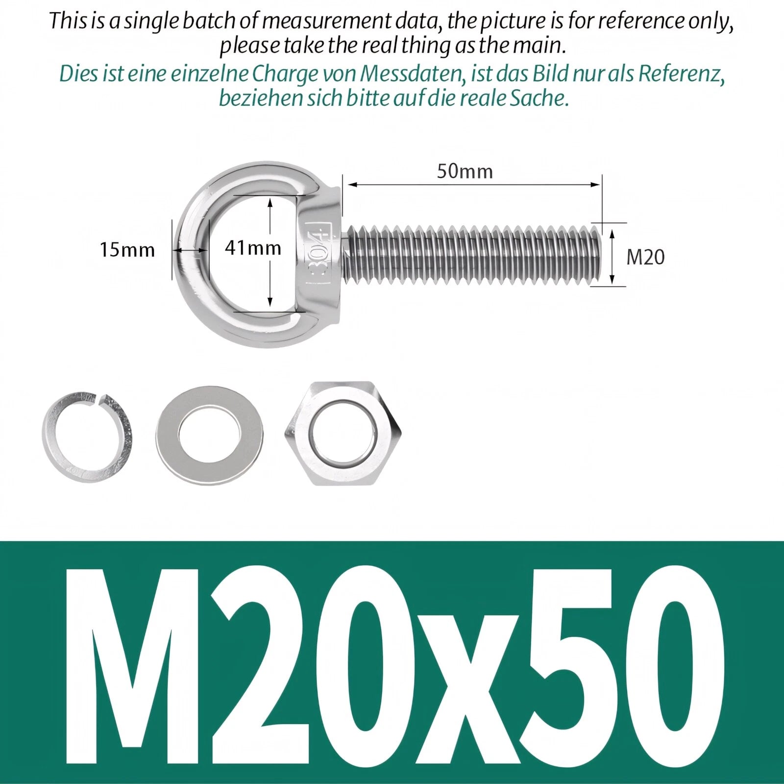 M3 M4 M5 - M20 Eye Bolts Kit Screws Nut Washer Long Boat Stainless Steel A2 304