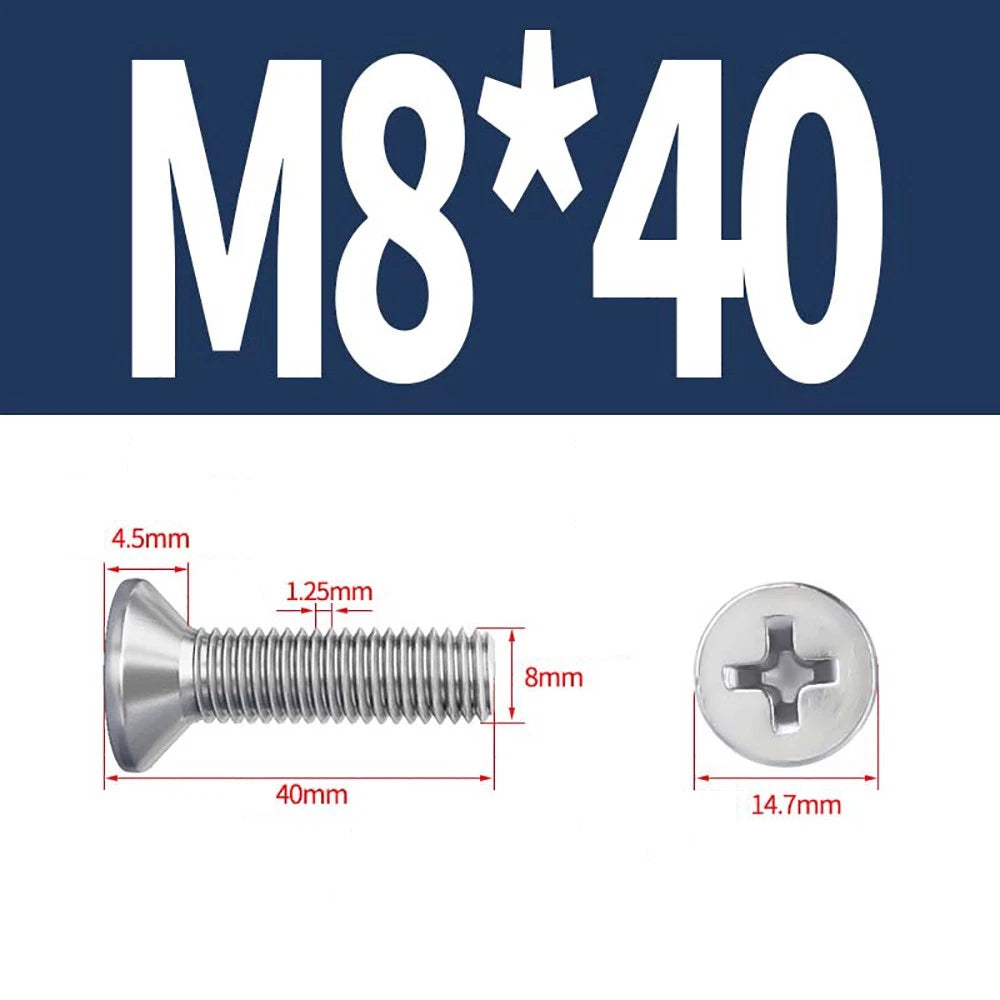 M2 to M8 A4 316 Stainless Steel Phillips Countersunk Screws DIN 965 Marine Grade