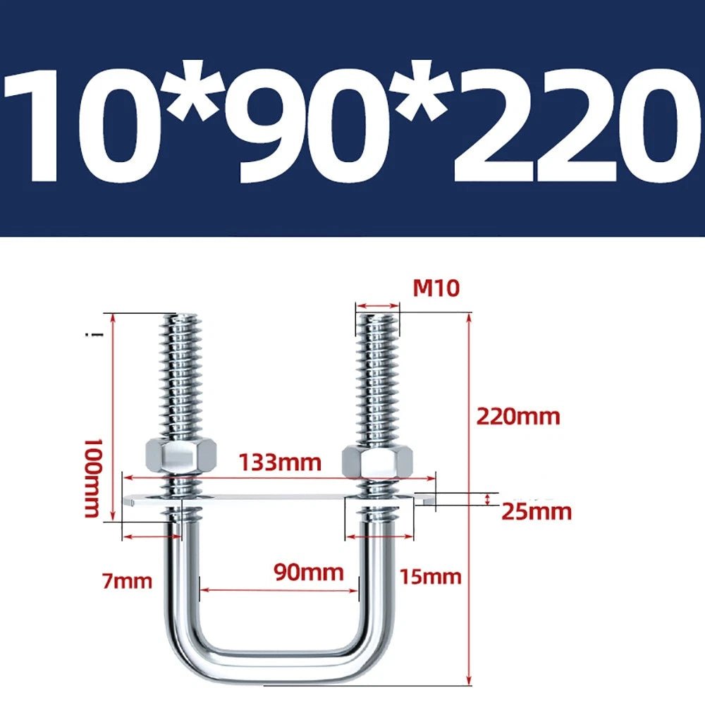 Square U - Bolts with Plate and Nuts – M6 M8 M10 M12 Zinc Plated, Trailer & Pipe Clamp Fasteners - HomeDIYer