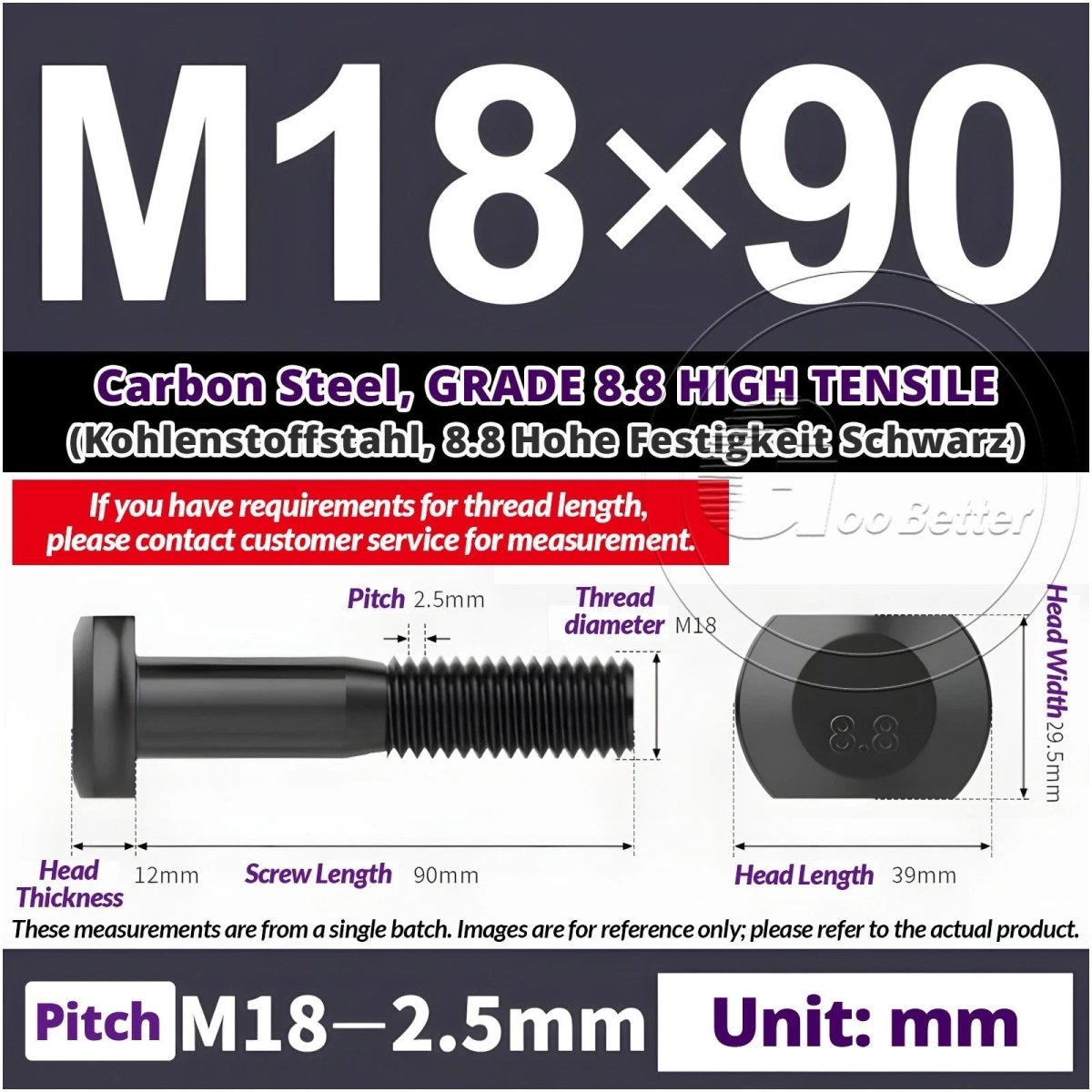 T - Slot Bolts M6 to M20 | Grade 8.8 High Tensile | T - Track Bolts 16mm–500mm - HomeDIYer