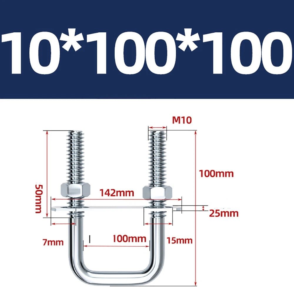 Square U - Bolts with Plate and Nuts – M6 M8 M10 M12 Zinc Plated, Trailer & Pipe Clamp Fasteners - HomeDIYer