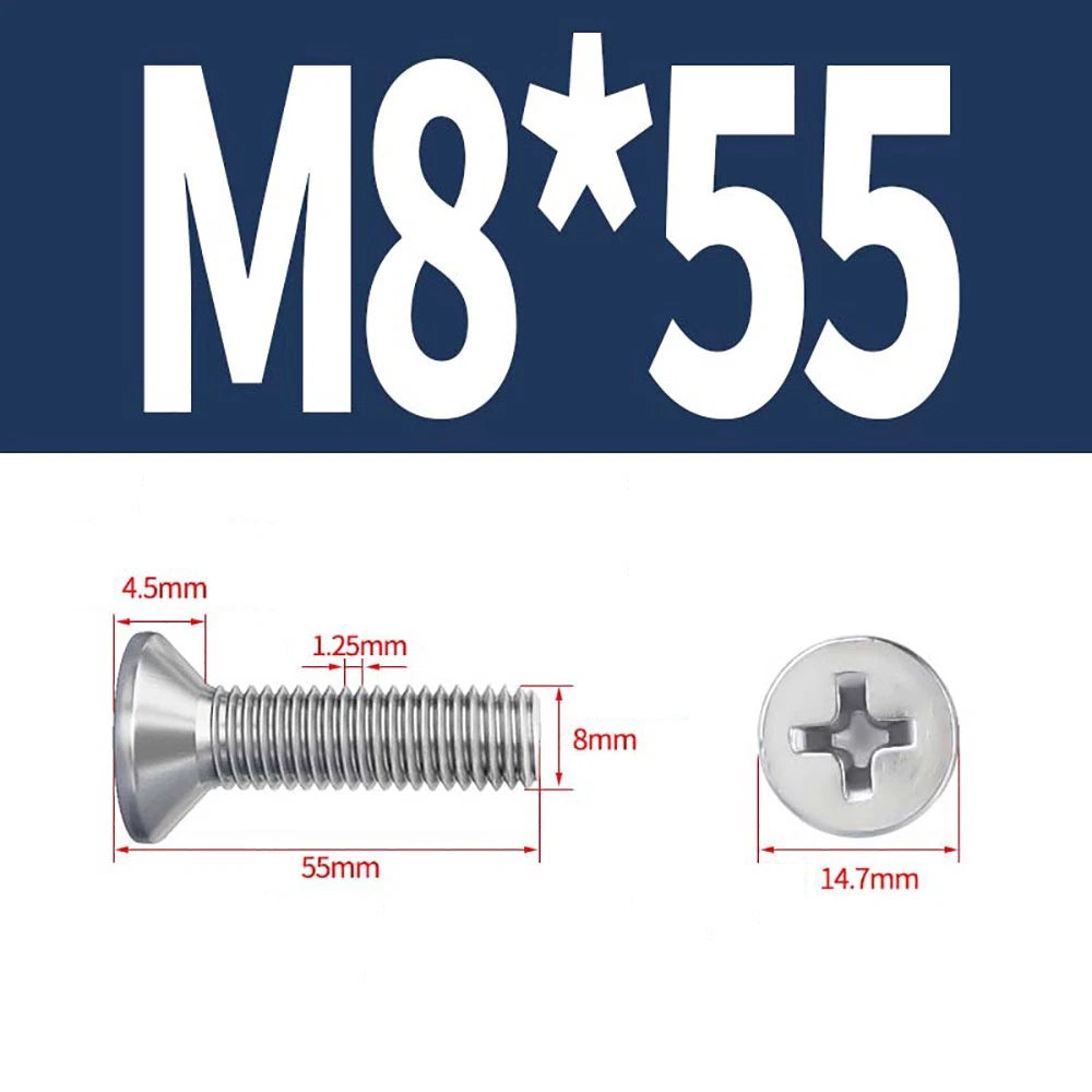 M2 to M8 A4 316 Stainless Steel Phillips Countersunk Screws DIN 965 Marine Grade