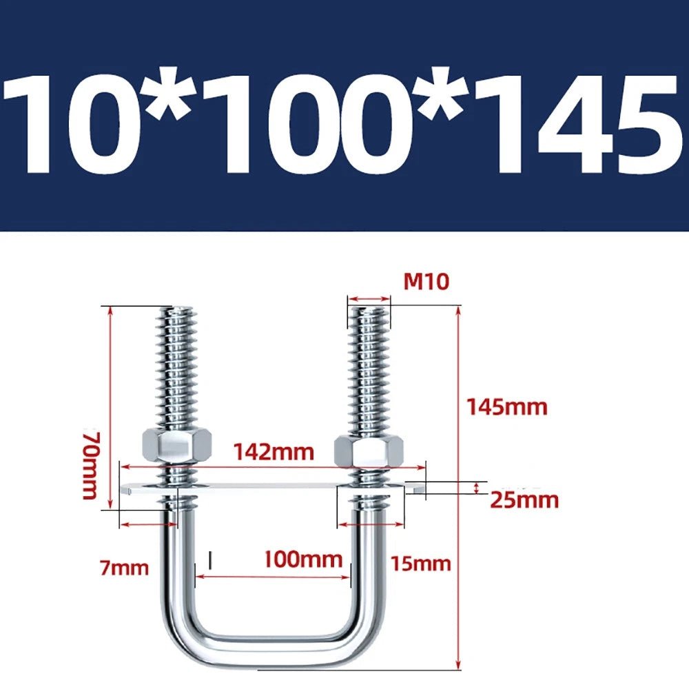 Square U - Bolts with Plate and Nuts – M6 M8 M10 M12 Zinc Plated, Trailer & Pipe Clamp Fasteners - HomeDIYer