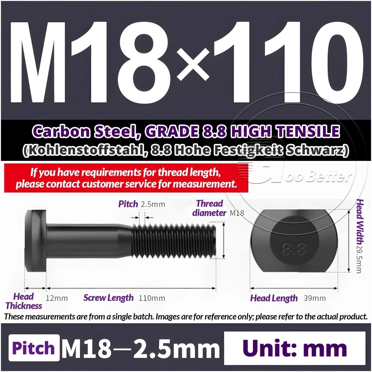 T - Slot Bolts M6 to M20 | Grade 8.8 High Tensile | T - Track Bolts 16mm–500mm - HomeDIYer