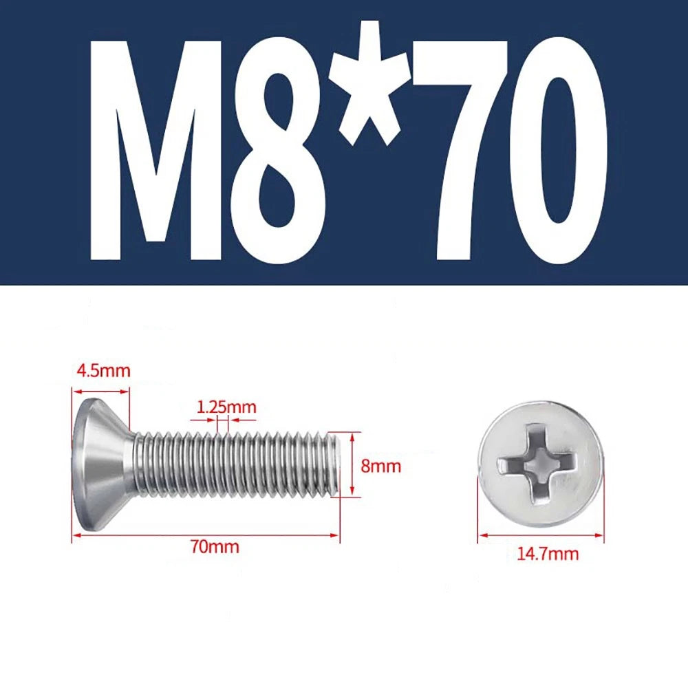 M2 to M8 A4 316 Stainless Steel Phillips Countersunk Screws DIN 965 Marine Grade