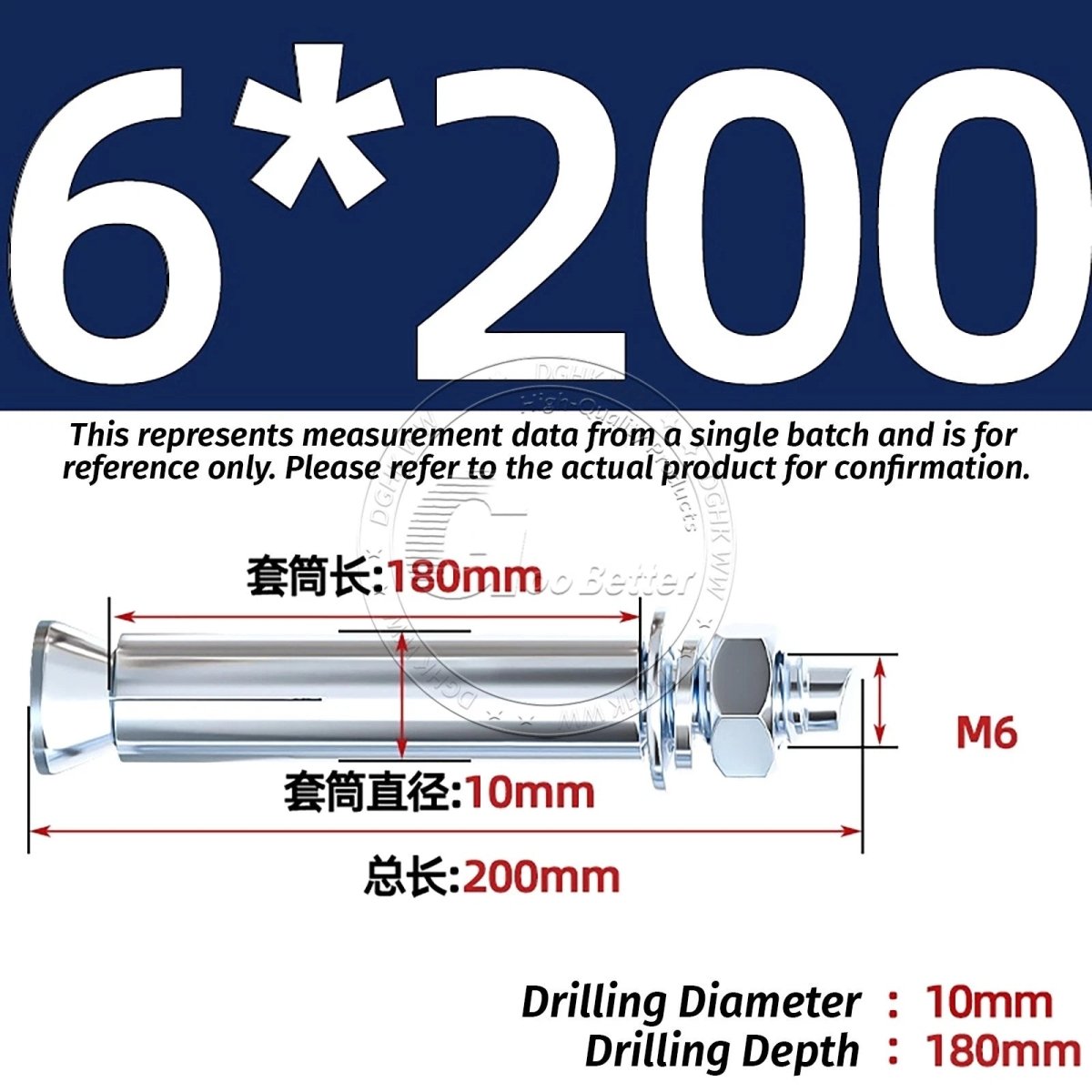 Concrete Expansion Anchor Bolts M6–M20, Extra Long Masonry Wall Screws – Iron Blue White Zinc / Iron - colour Zinc - HomeDIYer