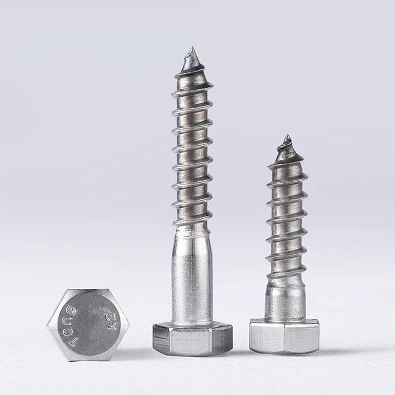 M6 M8 M10 M12 Stainless Steel A2 Screws Hex Hexagon Head Lag Bolts Wood Screw