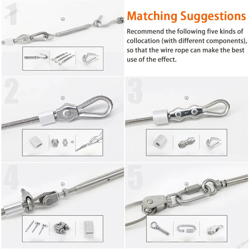 0.27-0.5 Ø 1x7 PVC Plastic Coated 304 Stainless Steel Wire Rope Metal Cable Rope