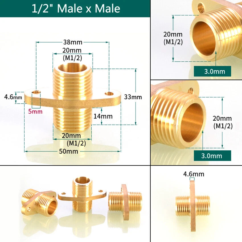 BSP Brass Pipe Fitting Connector Adapter – Flange Fixed, Female/Male Thread