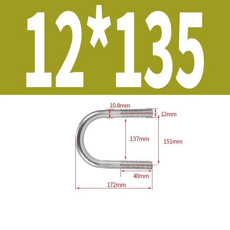 M12 Round Bend U - Bolt – A2 Stainless Steel, 42mm to 328mm - HomeDIYer