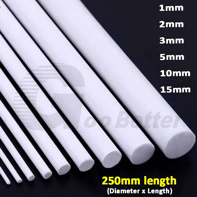 ABS Plastic Rods & Tubes – Round, Square, U/L/H-Profile Styrene Strips 250mm