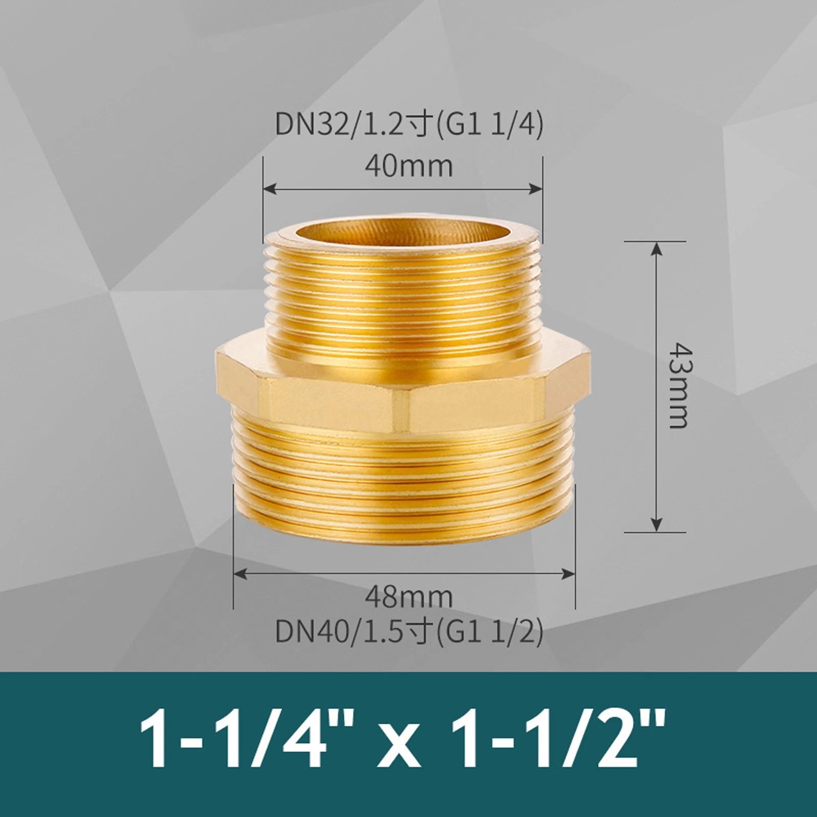 Brass BSP Male Hex Nipple Pipe Fitting — Equal & Reducing Threaded Connector