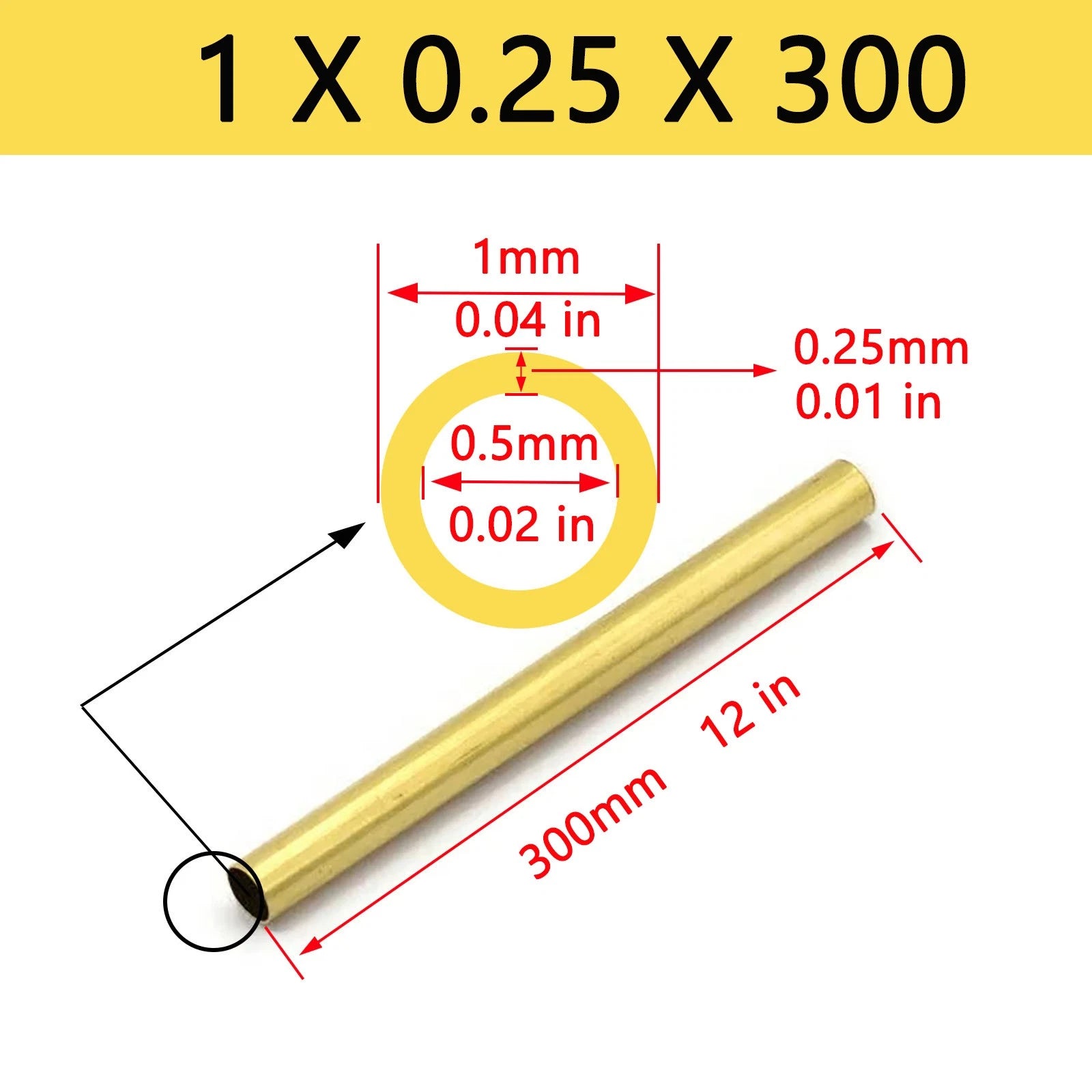 Brass Tubes ROUND PIPE Cu 62% OD 2mm 3mm 4mm 5mm 6mm To 25mm Length 300mm 0.3m