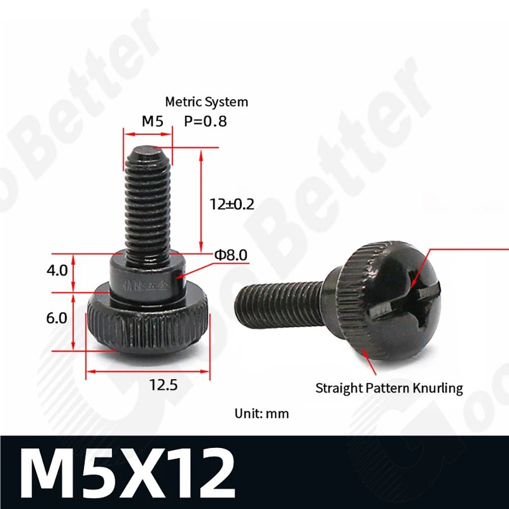 M5 M6 Knurled Thumb Screws Step Head | Hand Grip Knob Bolts | Nickel & Black Zinc Plated - HomeDIYer