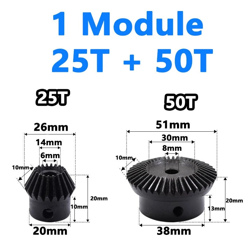 Precision Bevel Gears 0.5/1/1.5/2/2.5 Module 12/24 Teeth -35/70 Teeth Bevel Gear
