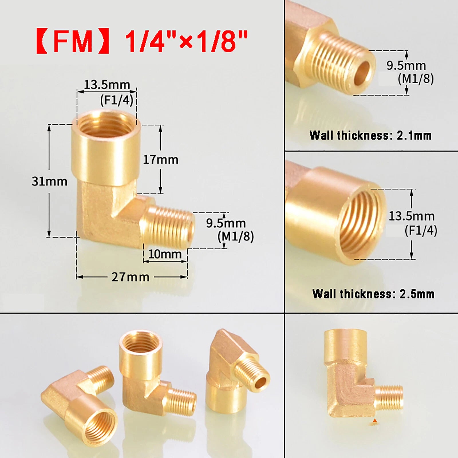 Brass 90° Elbow BSP Threaded Pipe Fitting — Equal & Reducer, 1/8" to 1/2"