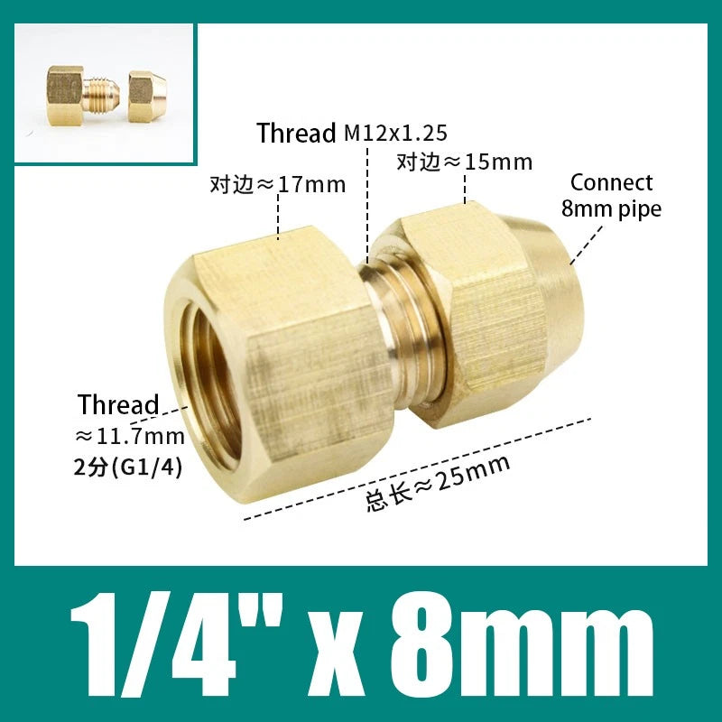 Brass Compression Straight Coupling Connector – Flared Fittings for Copper Pipe