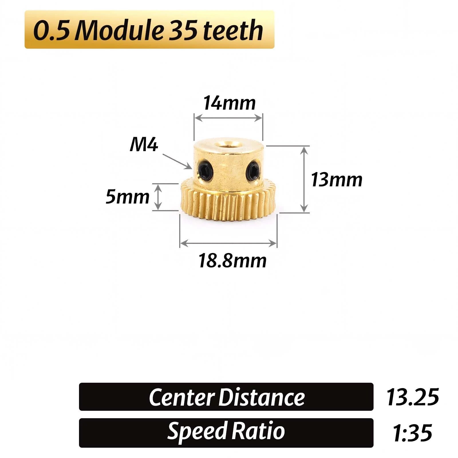 0.5/0.8/1/1.5 Module 20T to 60T Gear Copper Worm Wheel Gear & Worm Gear Shaft