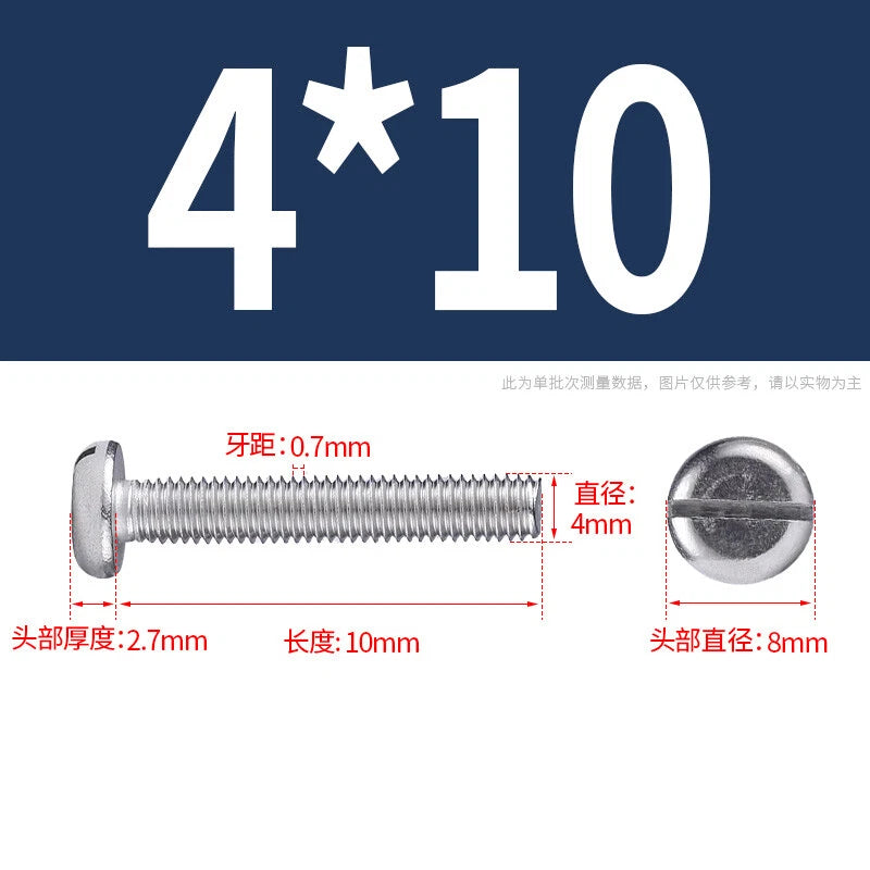 M4 M5 M6 M8 M10 A2 Stainless Steel Machine Screws - Slotted Pan Head Bolts DIN85
