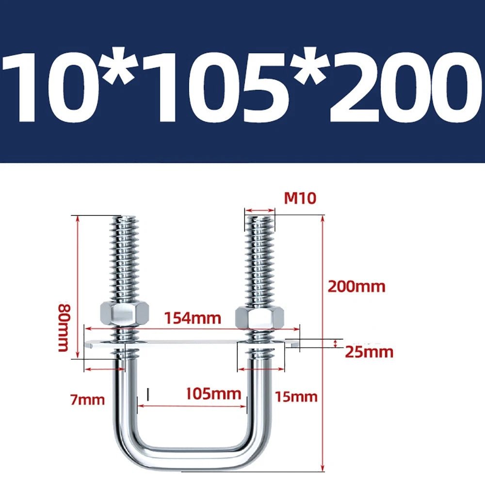 Square U - Bolts with Plate and Nuts – M6 M8 M10 M12 Zinc Plated, Trailer & Pipe Clamp Fasteners - HomeDIYer