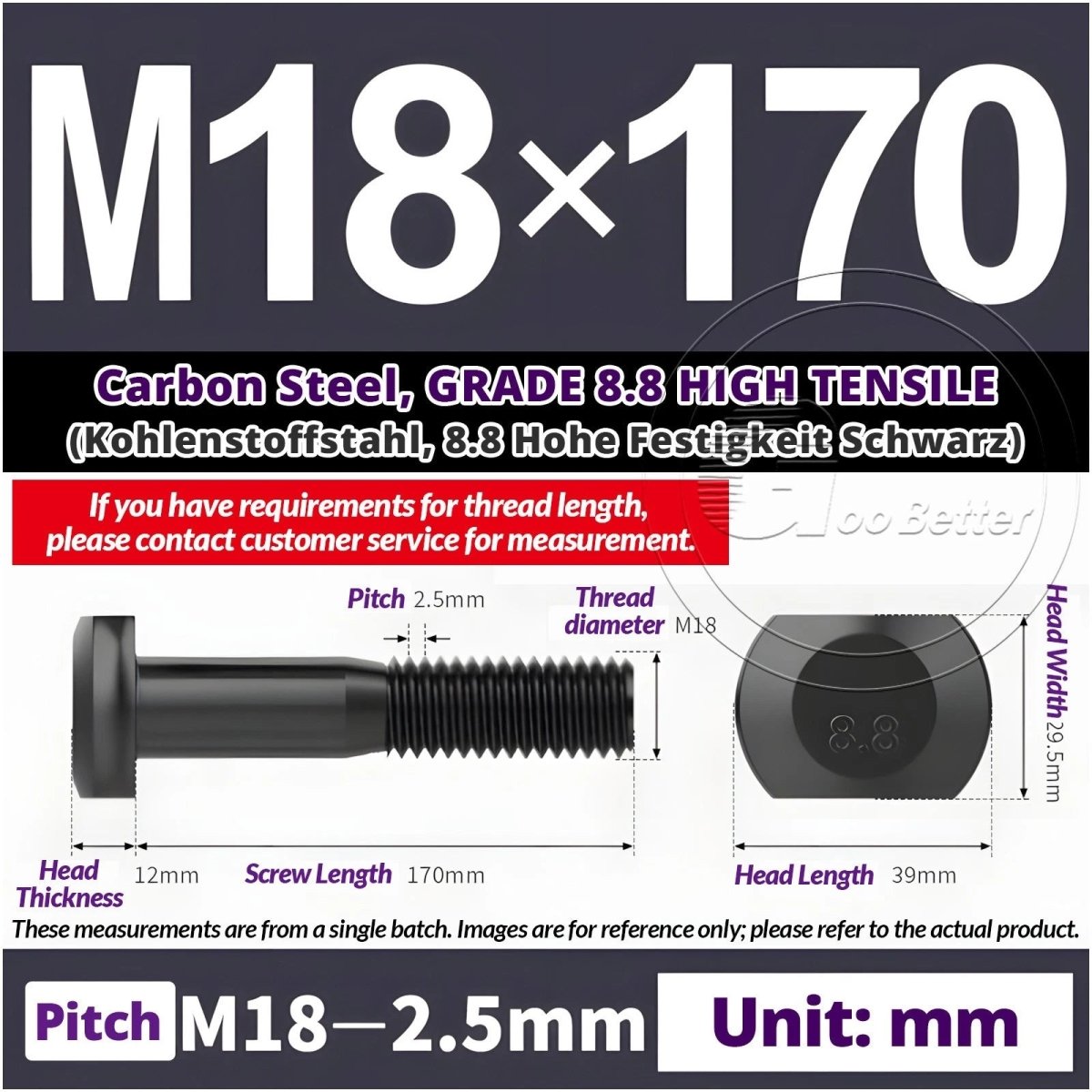T - Slot Bolts M6 to M20 | Grade 8.8 High Tensile | T - Track Bolts 16mm–500mm - HomeDIYer