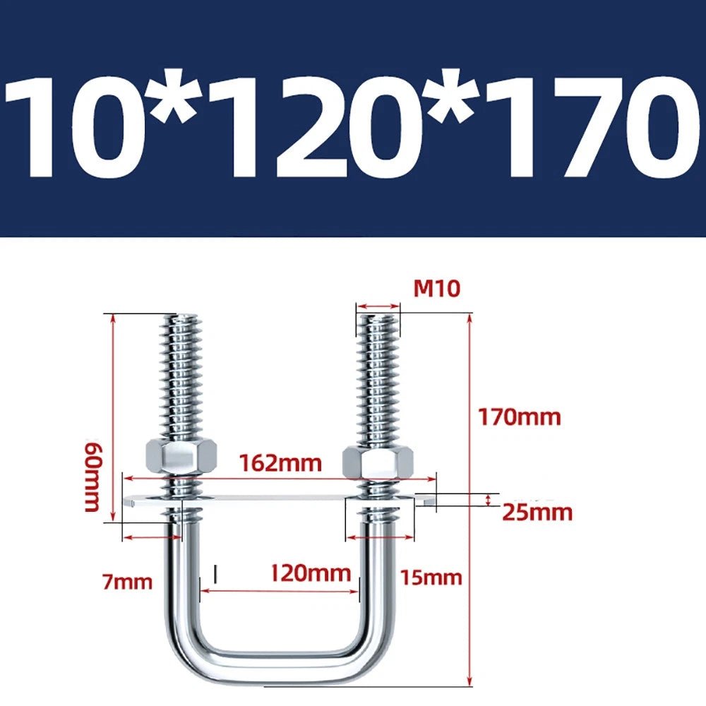 Square U - Bolts with Plate and Nuts – M6 M8 M10 M12 Zinc Plated, Trailer & Pipe Clamp Fasteners - HomeDIYer