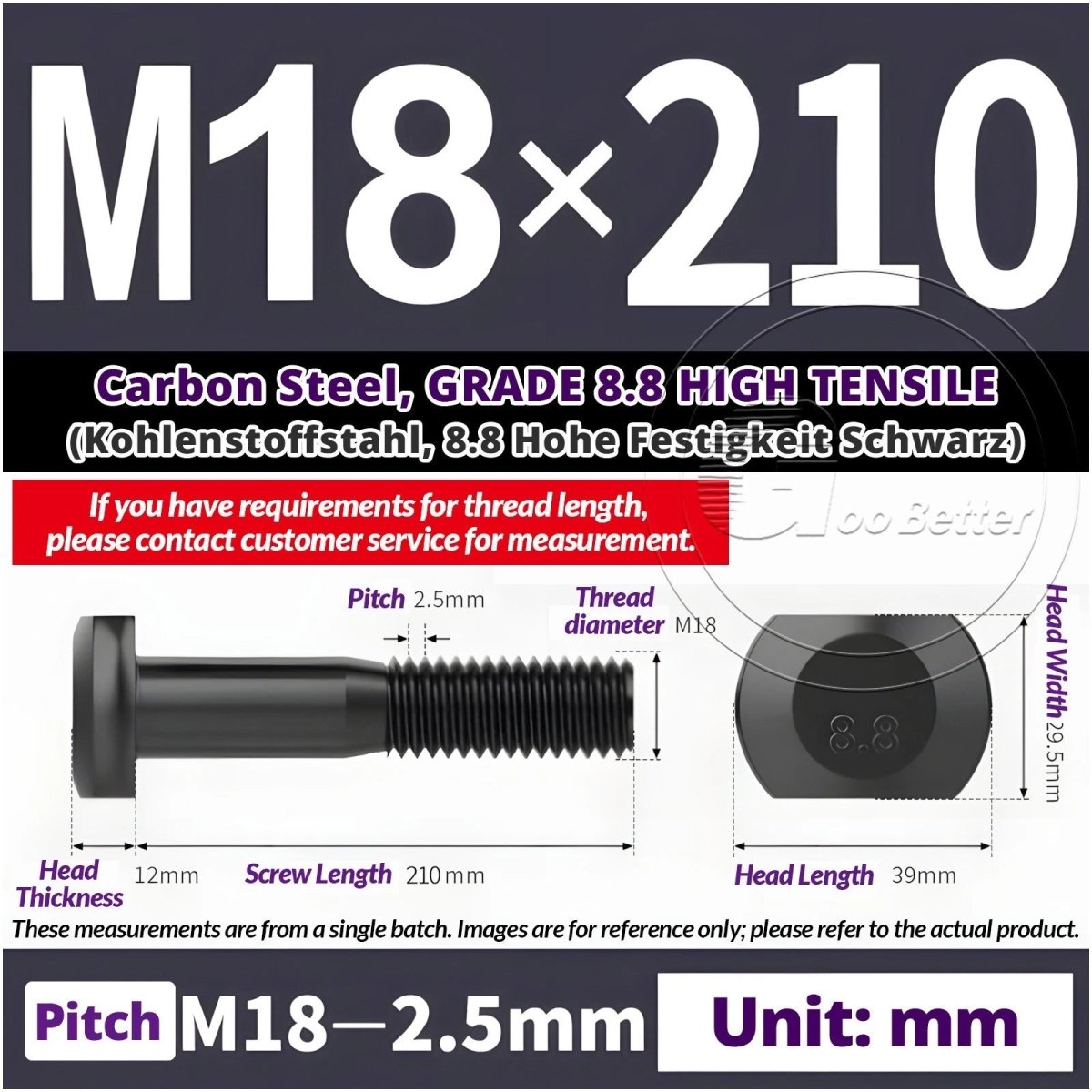 T - Slot Bolts M6 to M20 | Grade 8.8 High Tensile | T - Track Bolts 16mm–500mm - HomeDIYer