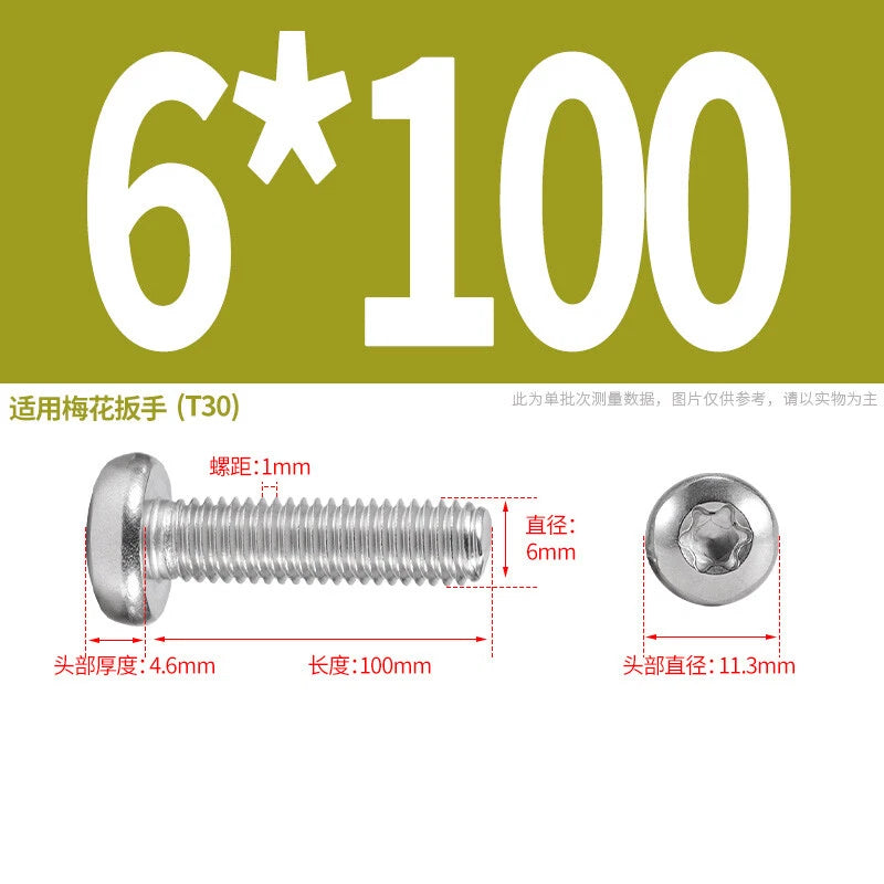 M1.6 M2 M3 M4 M5 M6 M8 M10 Torx Pan Head Machine Screws Bolts A2 Stainless Steel