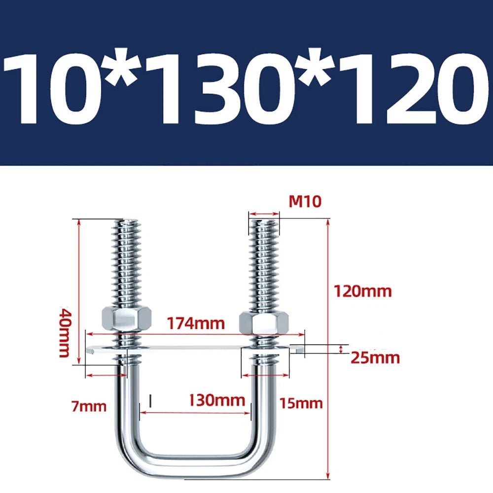 Square U - Bolts with Plate and Nuts – M6 M8 M10 M12 Zinc Plated, Trailer & Pipe Clamp Fasteners - HomeDIYer