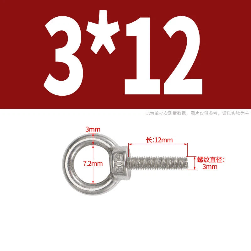 Lifting Eye Bolts A2 304 Stainless Steel M4 M5 M6 M8 M10 M12 M14 M16 M18 M20 M24
