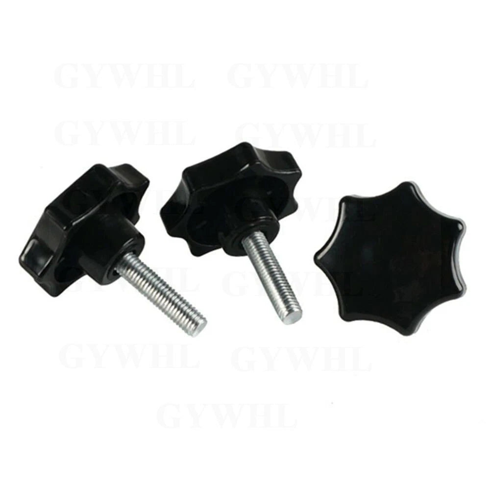 Zinc Plated Thumb Screws Hand Knob Grip Bolt Black Plastic Hexalobular Star Head
