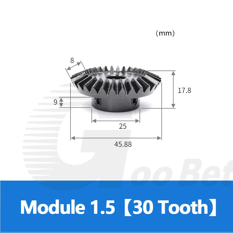 Module 1.5 Bevel Gear C45 Steel 1:2 Ratio 15 18 20 30 36 40 Tooth 90° Hard Black