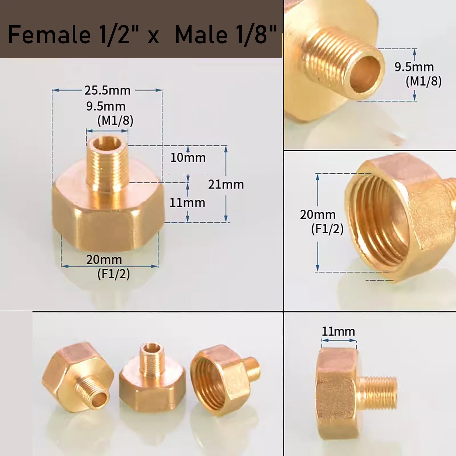 Brass BSP Reducing Nipple Connector — Male to Female Pipe Fitting Adapter (1/8" to 1")