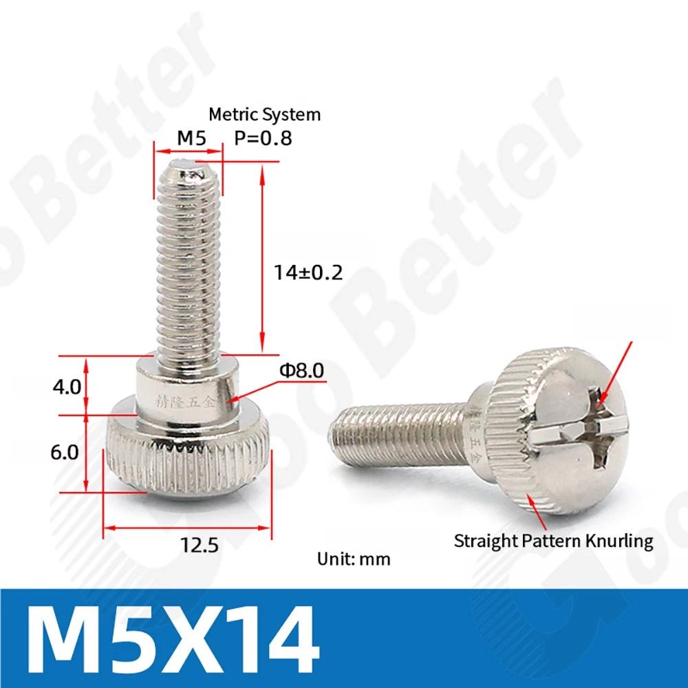M5 M6 Knurled Thumb Screws Step Head | Hand Grip Knob Bolts | Nickel & Black Zinc Plated - HomeDIYer