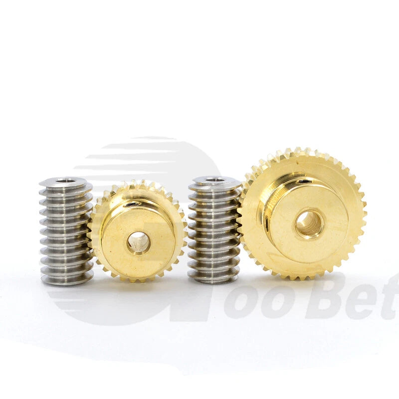 Mod 0.5 Worm Gear Wheel Brass 20-60 Tooth Worm Shaft Steel C45-Stainless Steel