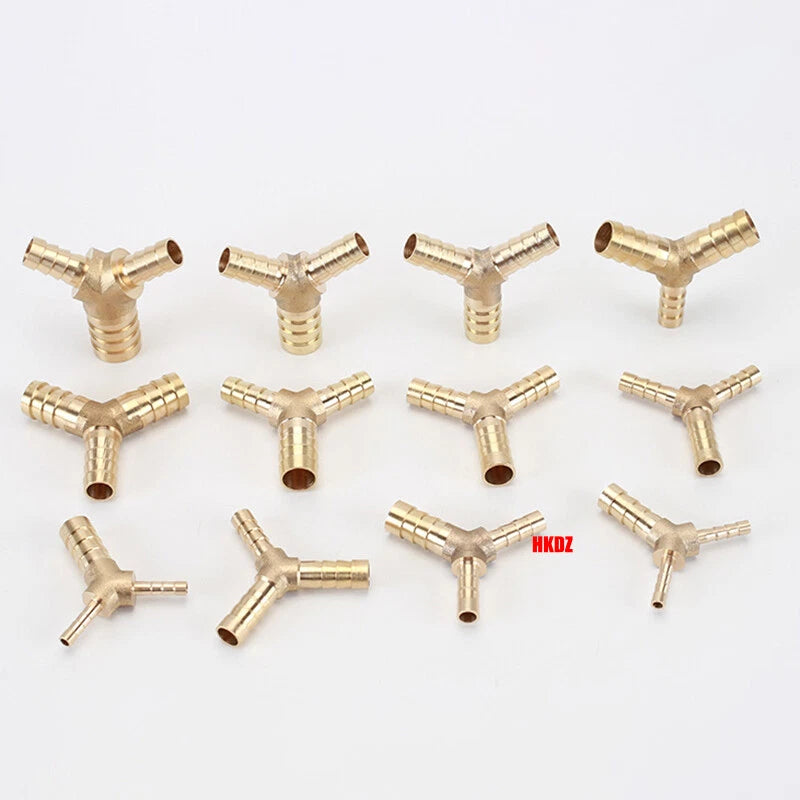 Brass Y Barbed Hose Tail Joiner — Tube Connector for Air, Water, Fuel & Gas