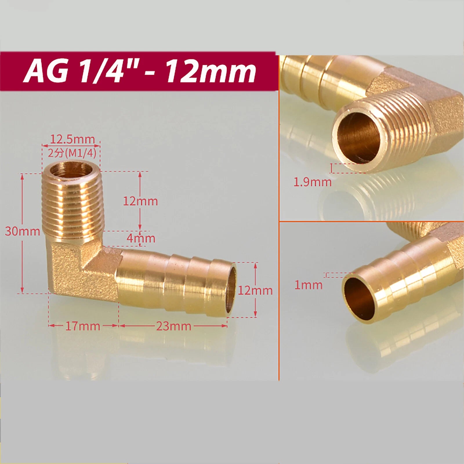 Brass 90° BSP Male Elbow x Barbed Hose Tail Fitting – Air & Water Pipe Connector