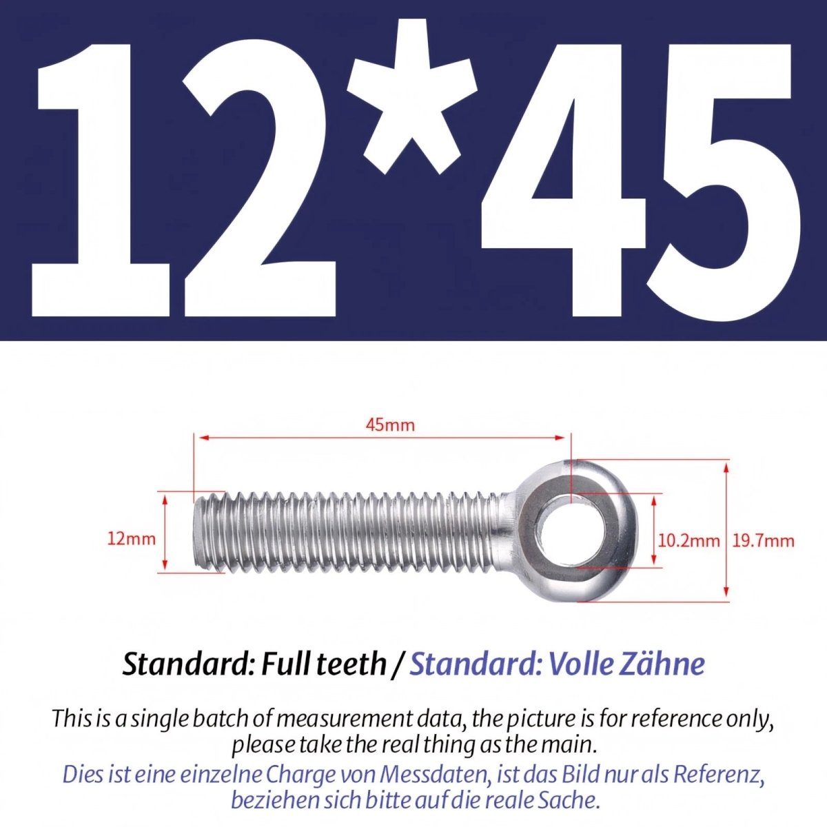 M12 M14 Stainless Steel Eye Bolts – Threaded Ring for Catenary Wire & Hanging - HomeDIYer