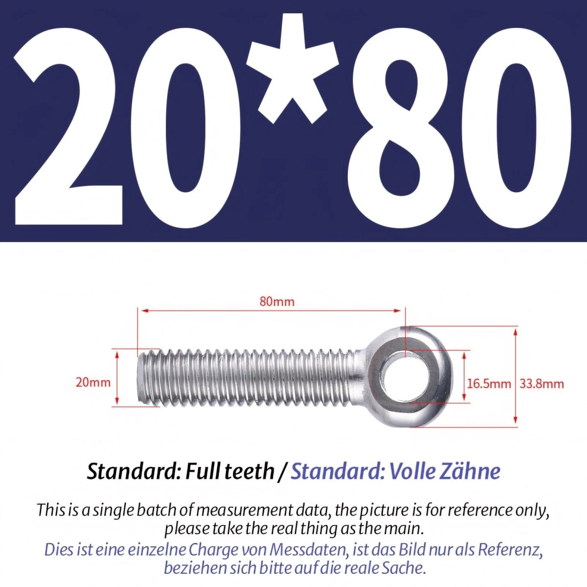 M20/M24 Stainless Steel A2 Eye Bolts – Threaded Ring for Catenary Wire & Hanging - HomeDIYer