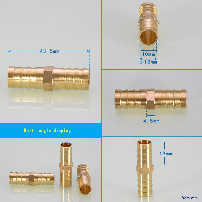 Brass Hose Tail Fittings – Barb Connector Straight Tee Y-Shape 90° Elbow Cross | Air Water Pipe Adapter