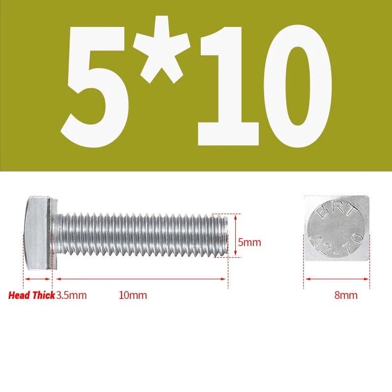Square Head Bolts M4 M5 M6 M8 M10 M12 — A2 304 Stainless Steel, Multiple Lengths - HomeDIYer
