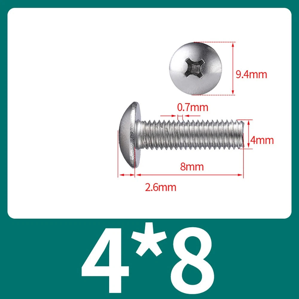 M4-M8 Phillips Truss Head Machine Screw Large Flat Head Screws Stainless Steel
