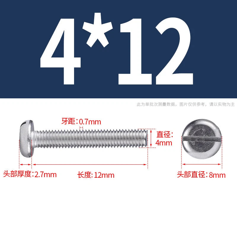 M4 M5 M6 M8 M10 A2 Stainless Steel Machine Screws - Slotted Pan Head Bolts DIN85