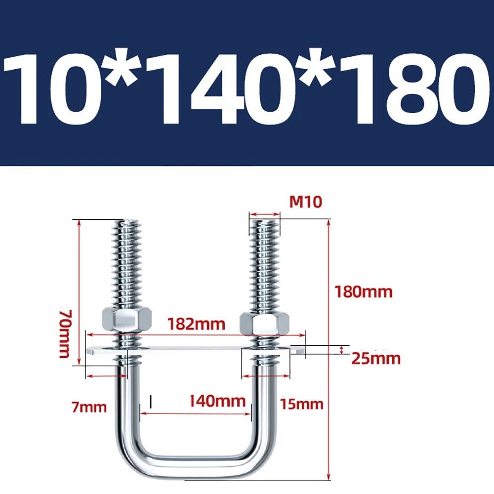 Square U - Bolts with Plate and Nuts – M6 M8 M10 M12 Zinc Plated, Trailer & Pipe Clamp Fasteners - HomeDIYer