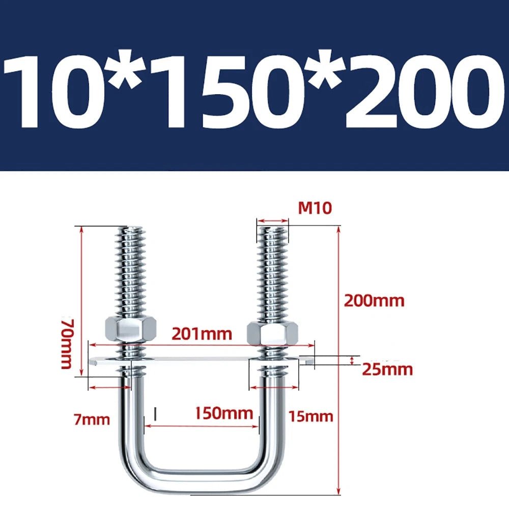 Square U - Bolts with Plate and Nuts – M6 M8 M10 M12 Zinc Plated, Trailer & Pipe Clamp Fasteners - HomeDIYer